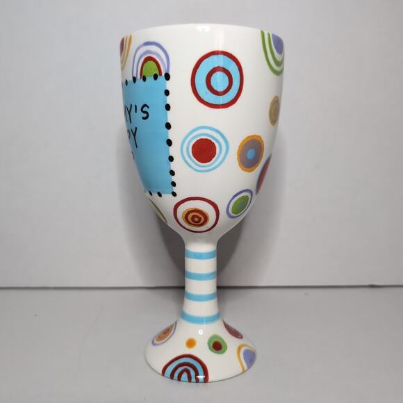 Mommys Sippy Cup Lorrie Veasey Whimsical Colorful Our Name is Mud Wine Goblet - Picture 2 of 7